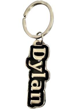 SWIBCO NW0T Black & Silver Galaxy Keychain Silver Metal Personalized Name DYLAN
